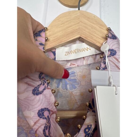 NWT Zimmerman Kaleidoscope Spliced Blouse Multicolor Spliced Floral Size: 10 - Picture 6 of 11